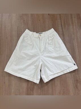 Vintage Ralph Lauren White Flat-Front Cotton Mom Shorts Butter Mom